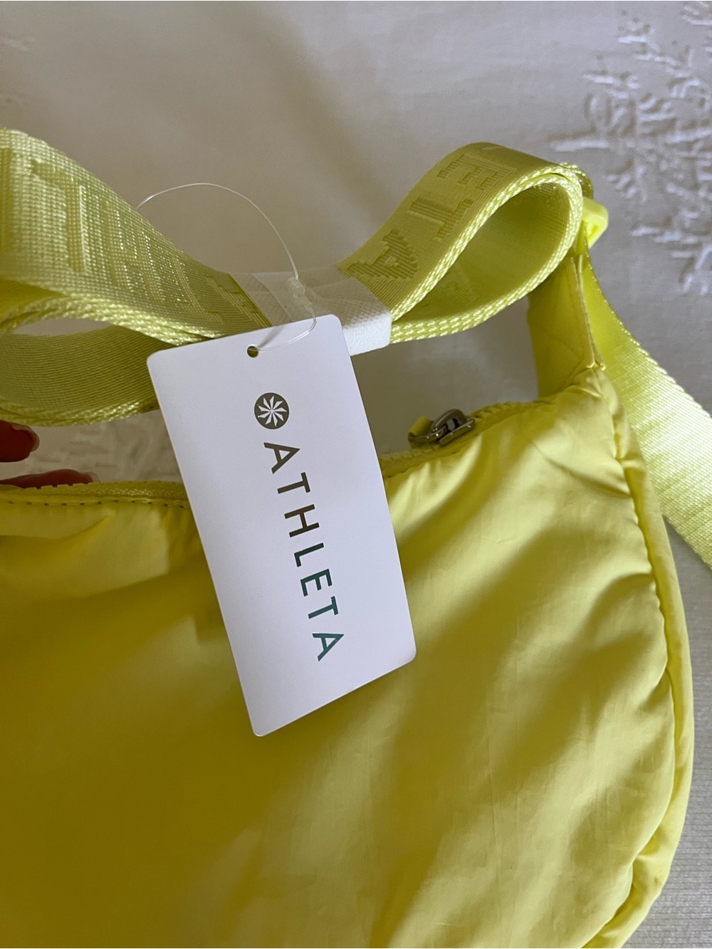 Athleta Bright Lemon Yellow Crossbody Bag with Webbing Strap